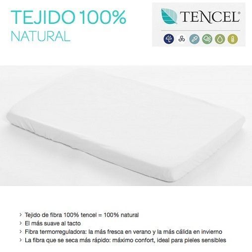 Sábana Bajera y Protector Impermeable Tencel de Cuna