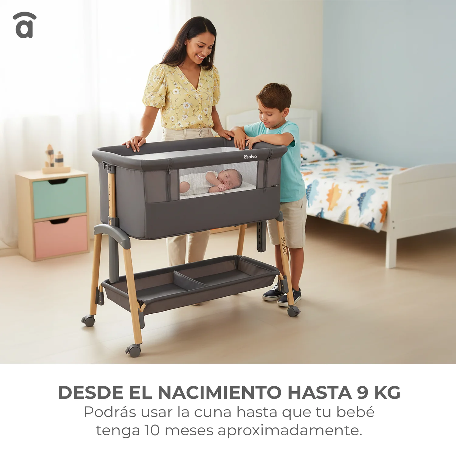 Minicuna de colecho Smart Asalvo Gris - Imagen 11