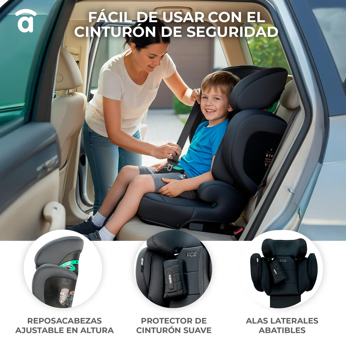 Silla de Auto I-Size Poe Fix Gris - Imagen 7